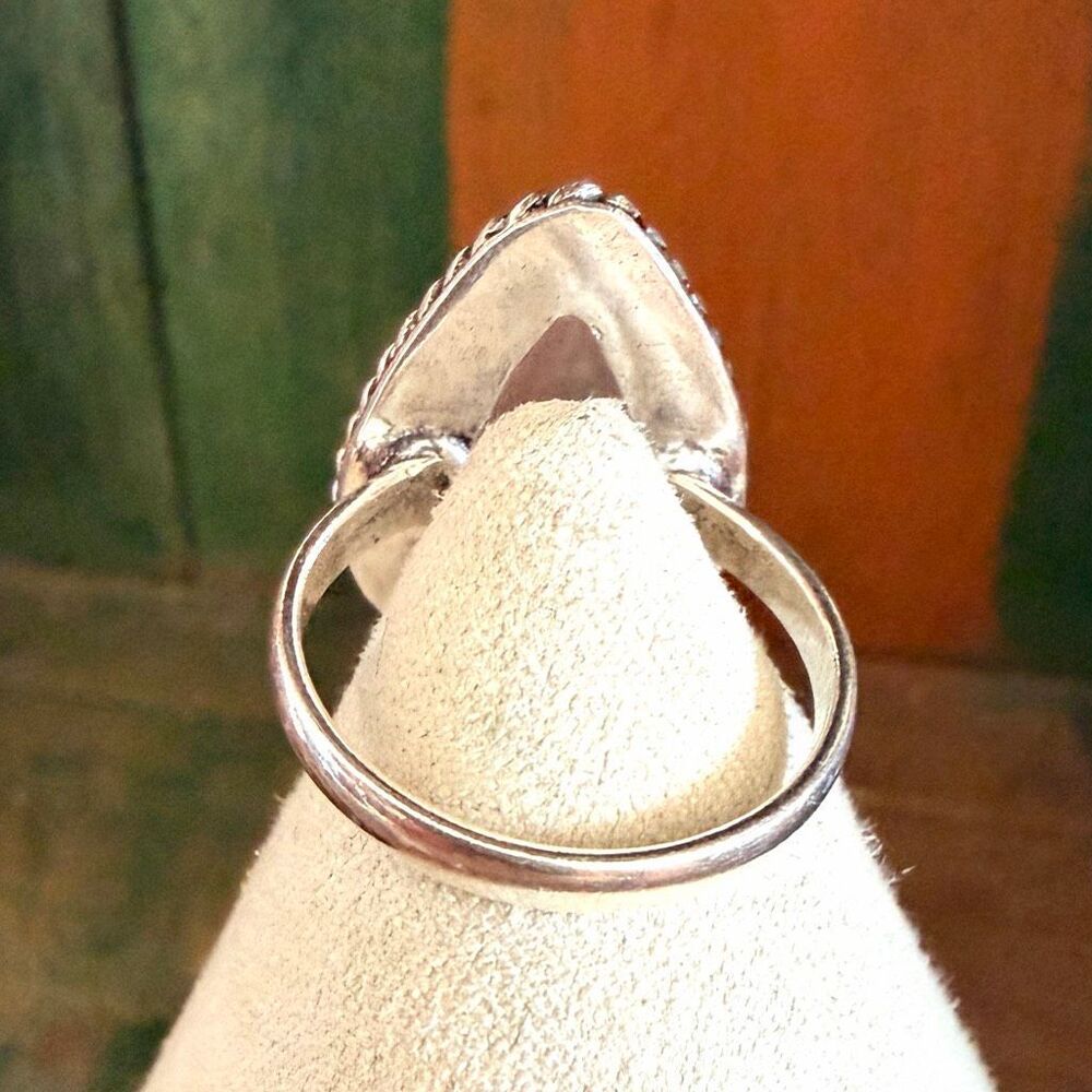 Large Rose Quartz Teardrop Statement Ring - image 4